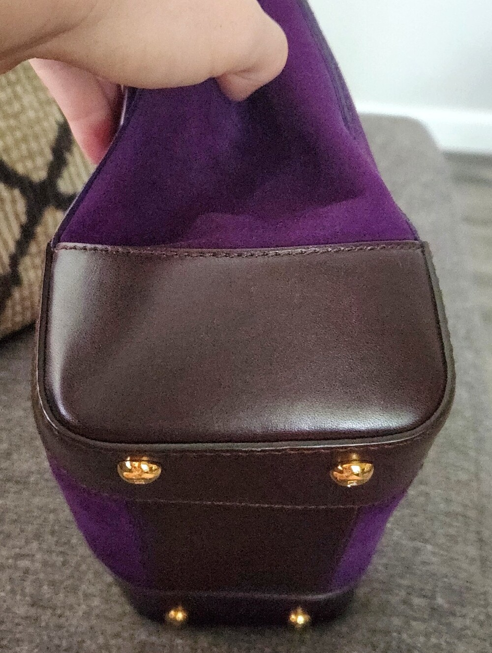 💜RARE Ralph Lauren💜 - Deep Purple Suede Tiffin 27 Satchel Bag - Picture 9 of 15